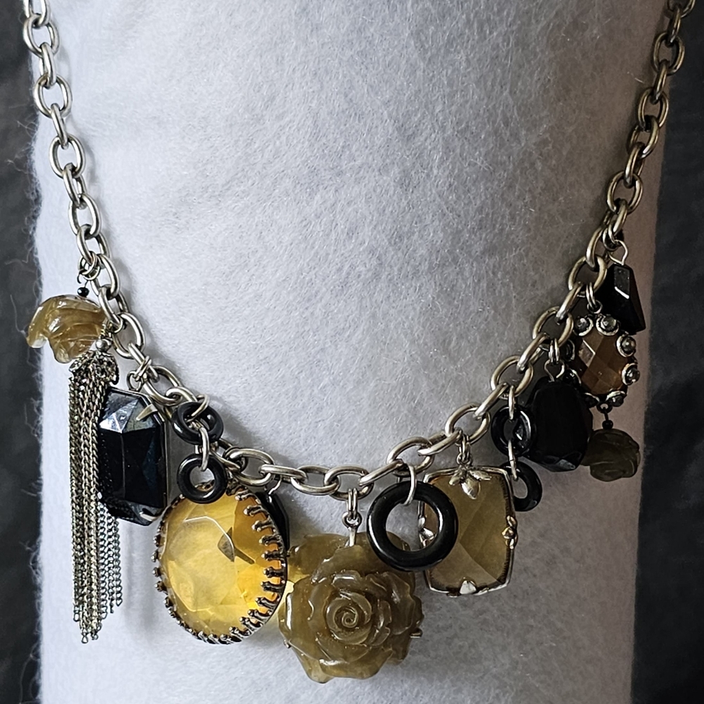 twos company charm necklace in bronze chain